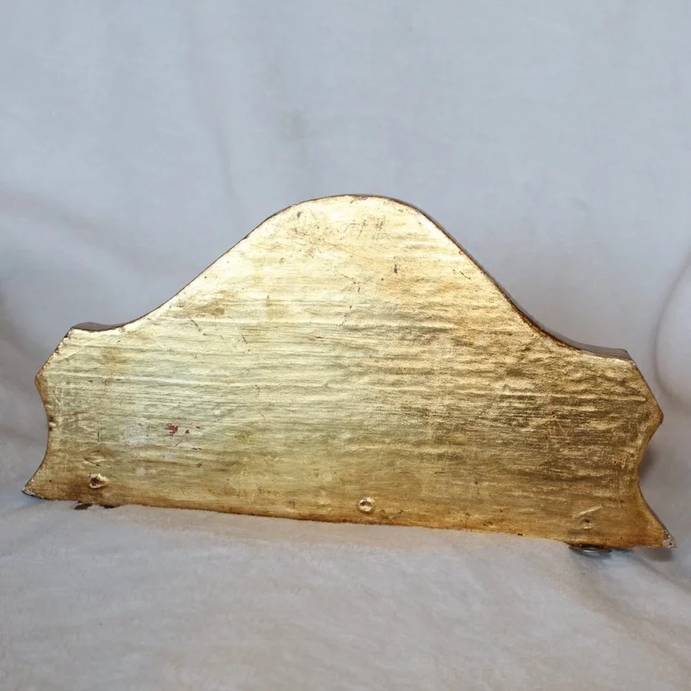 Antique vintage wood carved gilded Putti brackets Cherub Baroque golden flaws